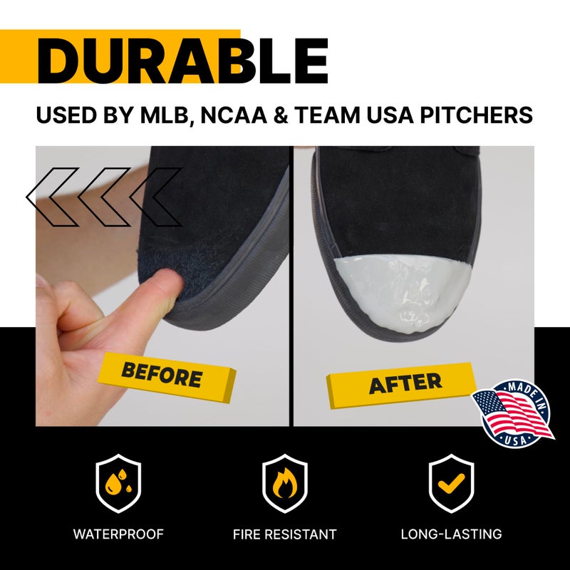 Tuff Toe Pro Cleat Saver Adhesive, Softball & Baseball Cleat Cover Toe Protectors for Shoes & Cleats - Waterproof Protective Layer & Shoe Repair Kit for Baseball & Softball Cleats - Covers 2 Shoes, Black Color - Image 4